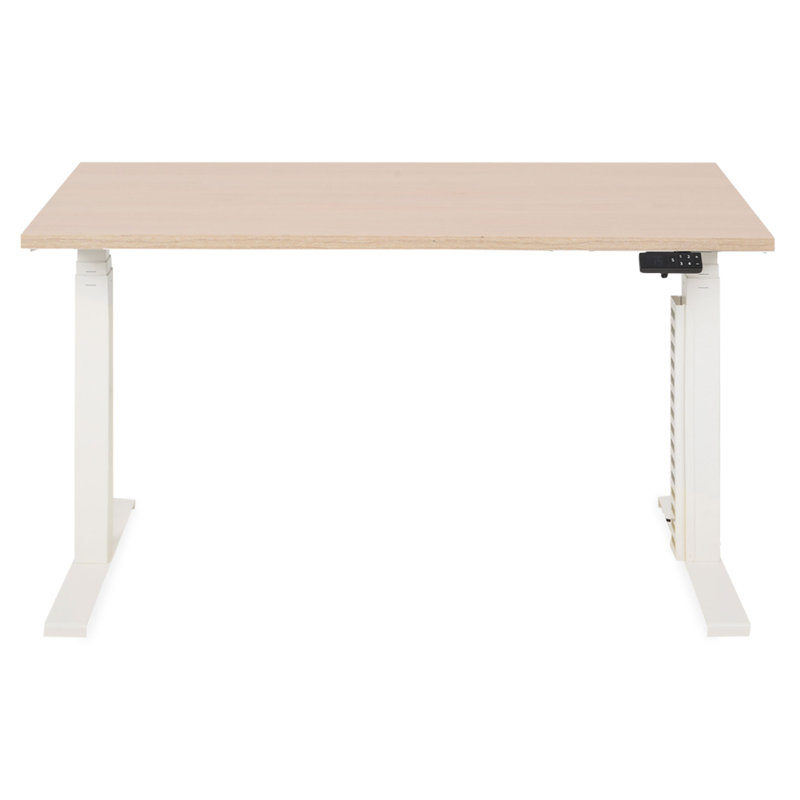 Aazeen Adjustable Metal Base Standing Desk, White, Beige, 67cm H x 120cm W x 60cm D