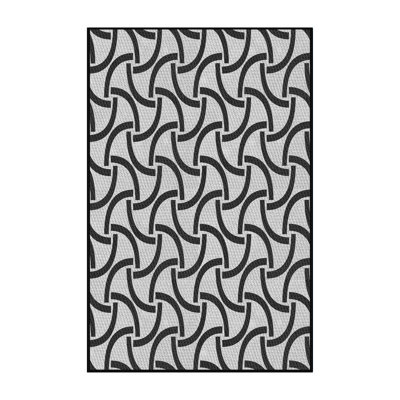 Tapis noir/beige à motifs