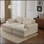 Double méridienne intérieure, canapé-lit rembourré surdimensionné pour l'intérieur, canapé-lit de luxe à assise profonde, causeuse modulaire, causeuse en velours côtelé pour le salon, sans assemblage requis, blanc-115693722