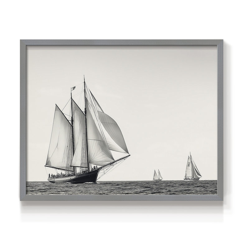 Série nautique-L III - Reproduction encadrée - Restickable, Gris, H 22 po x l 28 po