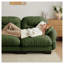 Canapé modulaire en U en chenille vert avec motif plissé, canapé 3 places avec 2 repose-pieds et coussins ronds