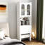 Armoire de bureau blanche avec fonction de dépliage - Tablette et tiroir pour poste de travail convertible avec rangement pour l'efficacité du bureau à domicile
