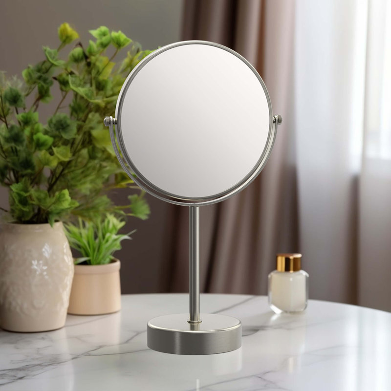 Miroir grossissant circulaire autoportant, Nickel brossé