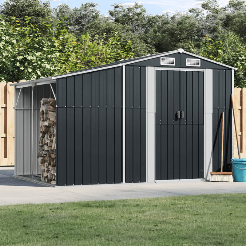 Abri de jardin en métal vidaXL, H 70,5 po x l 109,1 po x P 75,8 po,  Anthracite