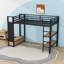 Lit mezzanine multifonctionnel simple TG avec tiroirs, tablettes et panneau perforé