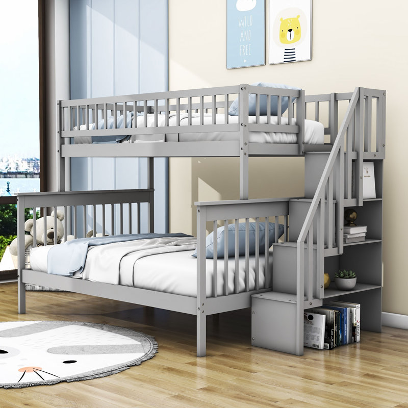 Doniqua Kids Twin Over Full Bunk Bed, Gray