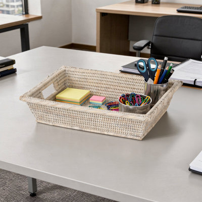 Bayou Breeze - Bureau de bureau polyvalent en rotin La Jolla, cuisine, plateau d'armoire, grand