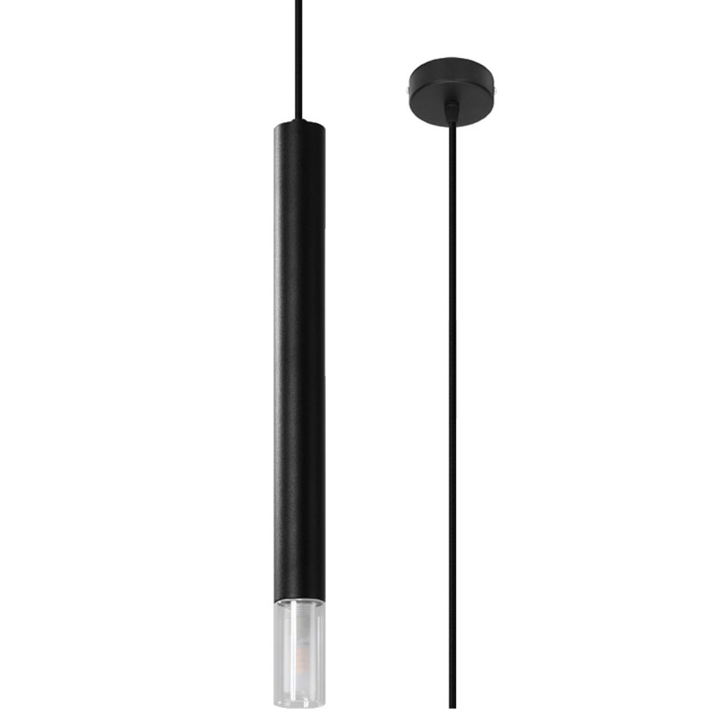 Bohlen 1 - Light Stainless Steel Cylinder Pendant, Black