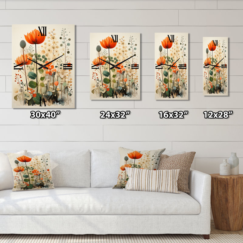 Jermane - Horloges murales Abstract Botanicals, Moyen