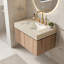 30'' Wall Mounted Single Sink Bathroom Vanity with Solid Surface Top-1434321544