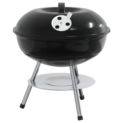 Barbecue au charbon Vidaxl noir 14,37 po x 14,37 po x 15,75 po