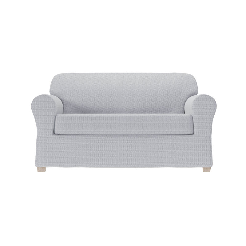 Housse extensible pour canapé à coussins carrés, Mélange de polyester argenté, H 34 po x l 73 po x P 38 po