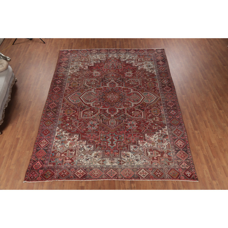 Red Geometric Wool Traditional Area Rug 10x13