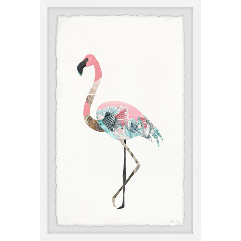Flamant rose mosaïque - cadre photo, H 12 po x l 8 po x P 1,5 po