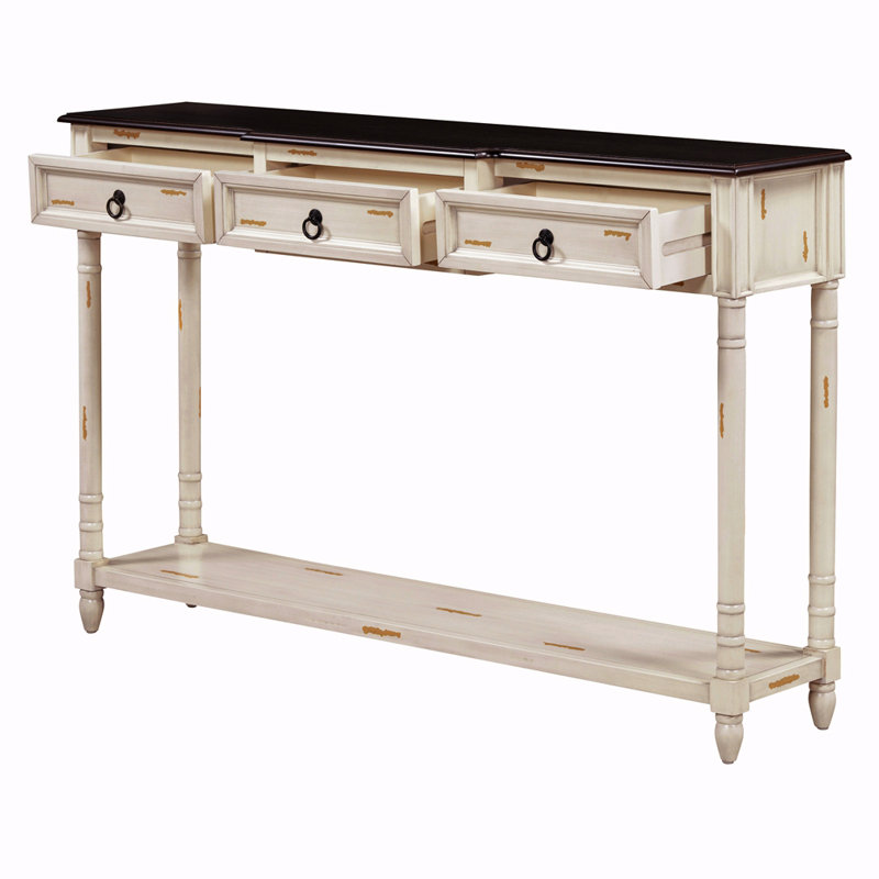 Console de 52 po Ingber, table d'entrée, table de couloir avec tiroirs saillants et longue tablette Ingber, Beige