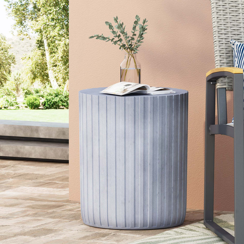Table d'appoint d'extérieur en béton léger, gris-bleu