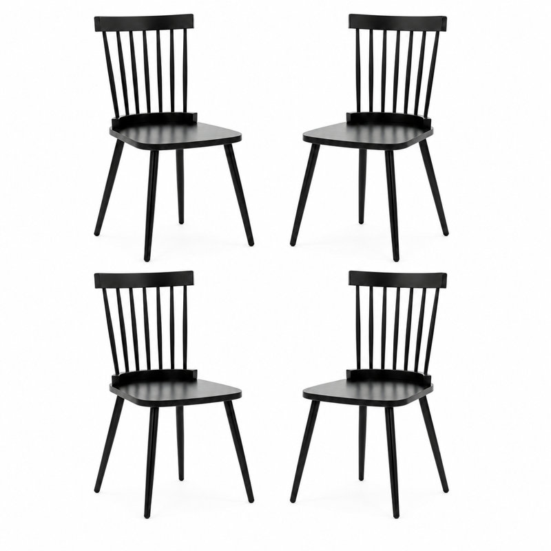 Chaise de salle à manger Windsor avec pieds en métal, Pieds en métal noir