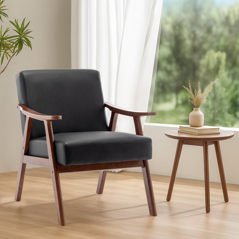 Fauteuil de réception Maret 30,71 po, Black Faux Leather