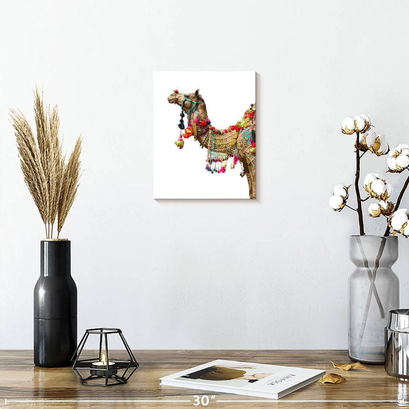 Chameau traditionnel sur toile, H 10 po x l 8 po