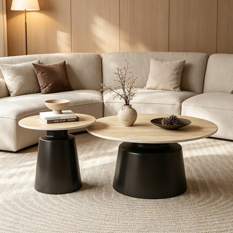 Deming, Beige / Noir, H 14,96 po x l 31,49 po x P 31,49 po