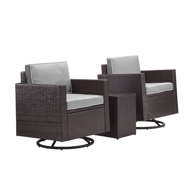 Arbedella Wicker 2 - Person Patio Conversation Set with Cushions, Grey