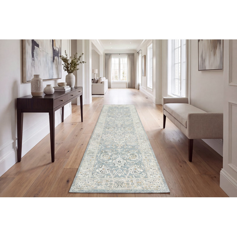 ANNALISE 7604-580 BLEU / BEIGE, Tapis de couloir 2 pi 2 po x 7 pi 7 po