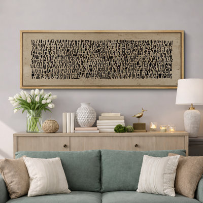 «Geomet Line», art abstrait Wabi Sabi brun et noir, images murales neutres de style Mid-Century, impression sur toile encadrée