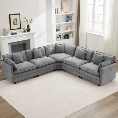Chenille Upholstered Sectional Sofa Couch