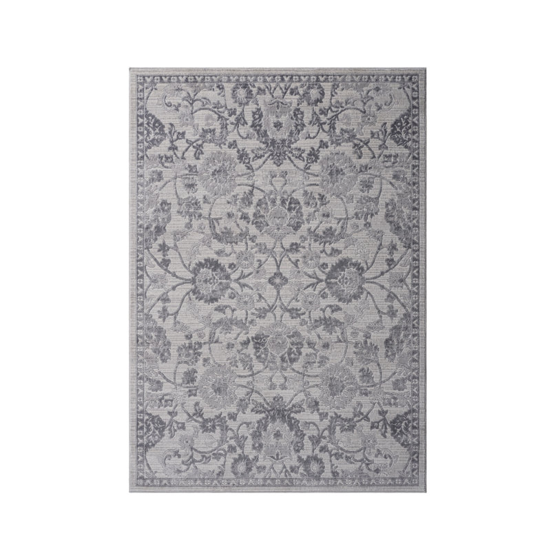 Collection Grey / Silver / Oriental Area Rug, Rectangle 6'7" x 7'9"