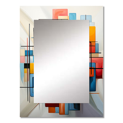 Geometric Abstraction Composition III - Geometric Decorative Wall Mirror, Modern Mirror, Printed Metal Art