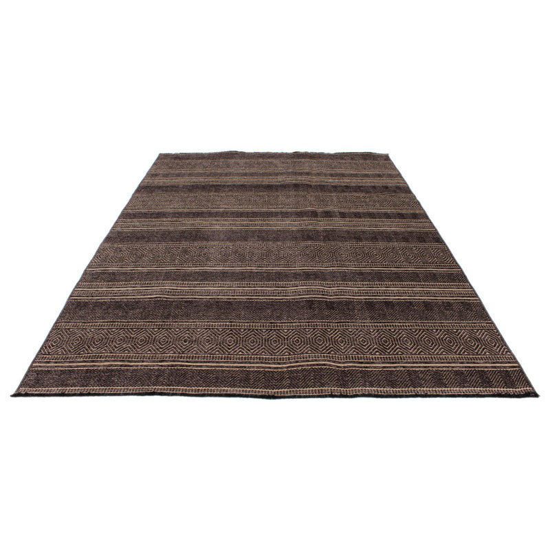 Tapis contemporain noir et beige 7 x 9