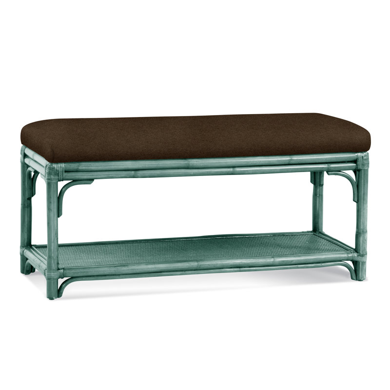 Summer Retreat Wicker Shelf Storage Bench, Java, Elite Chocolate; 0321-72