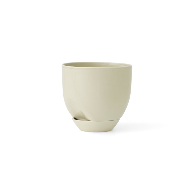 Meira Ceramic Planter, Ashen, 7.8" H x 7.8" W x 7.8" D