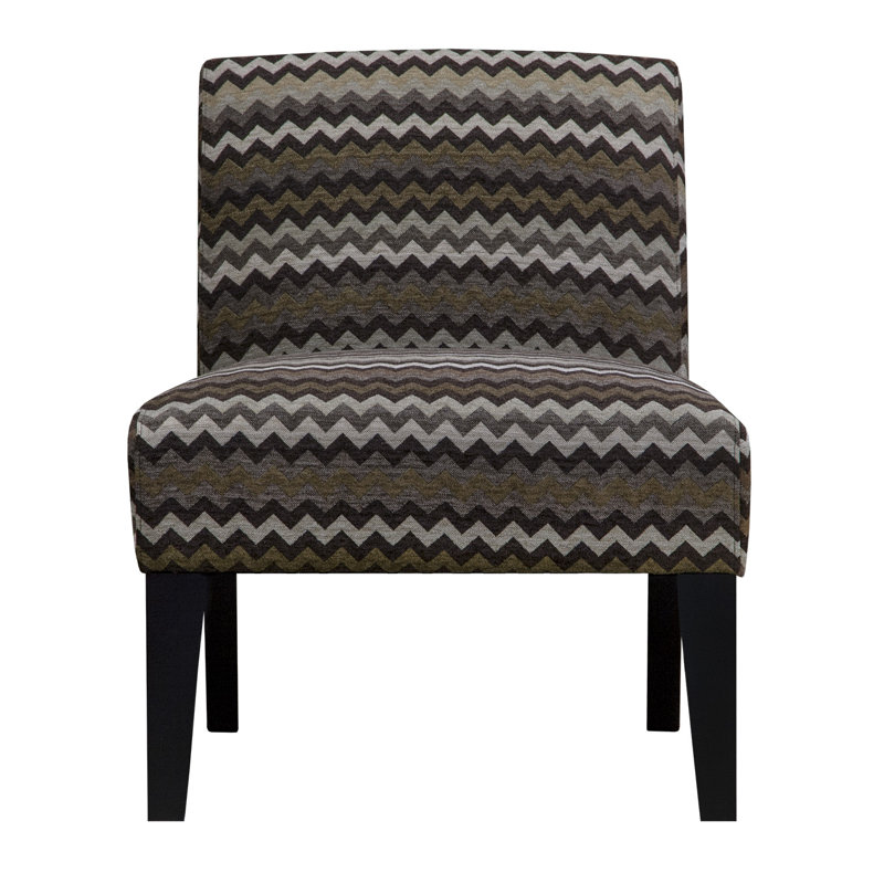 Javi Avington 26" Wide Armless Slipper Chair, Chevron Chocolate Brown