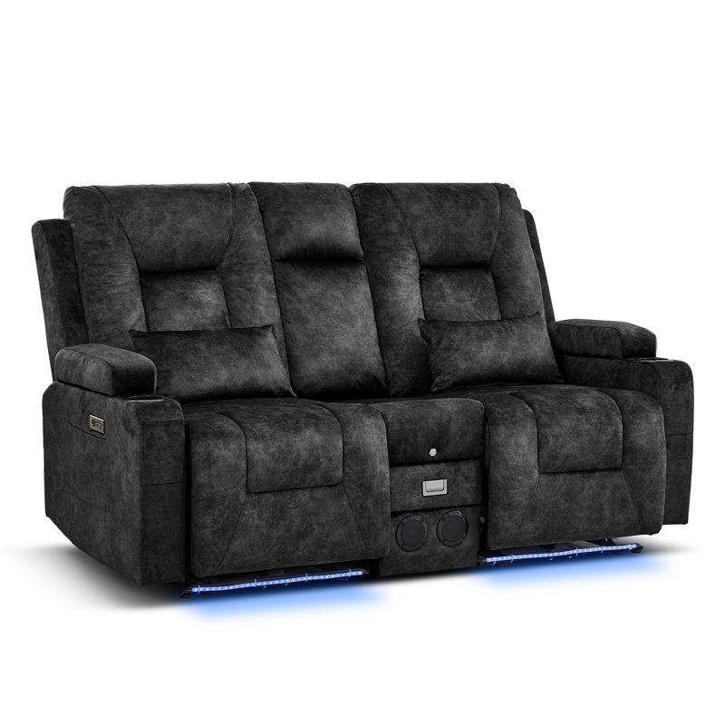 Causeuse inclinable électrique Zero Wall Hugger avec console rabattable, lumières DEL et haut-parleurs Bluetooth, Gris