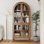 Vitrine arquée avec portes en verre acrylique, bibliothèque de rangement moderne à 5 niveaux pour le salon, la salle à manger