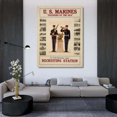 "U.S. Marines ‘Soldiers of the Sea’" by  J.C. Leyendecker - Gallery Wrap Canvas Wall Art