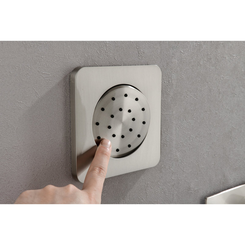 Brushed Nickel Shower With 3 Body Sprays & Handheld, Wall Mounted For Modern Bath Style In Natural Rainfall Simulation