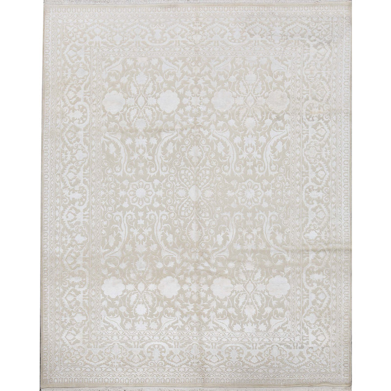 Tapis beige noué à la main de haute qualité