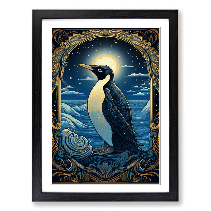 Penguin Nouveau 1 Piece Single Picture Frame Wall Art, 64cm H x 46cm W x 2" D, Black Framed