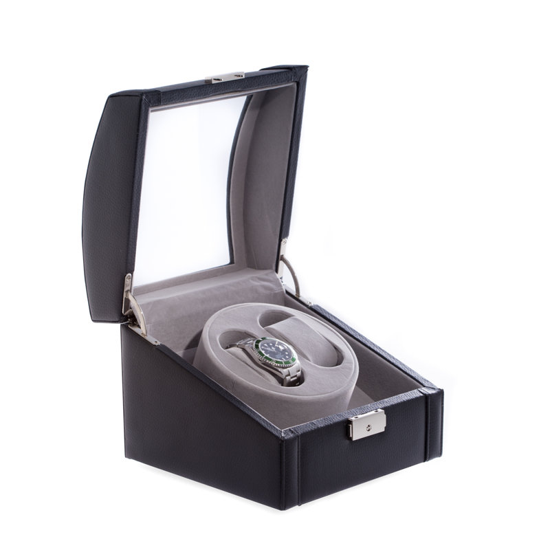 Deux boîtes à montre, Cuir noir