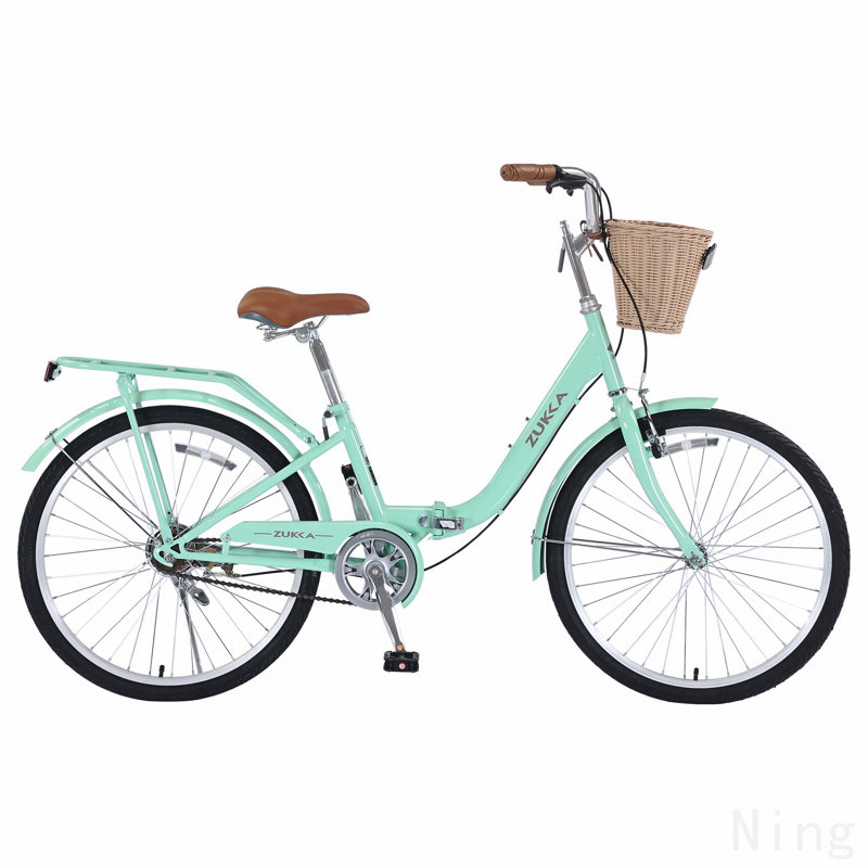 Vélo pliant à vitesse unique de 24 pouces, cadre en acier durable, conception compacte pour faciliter le rangement et les déplacements