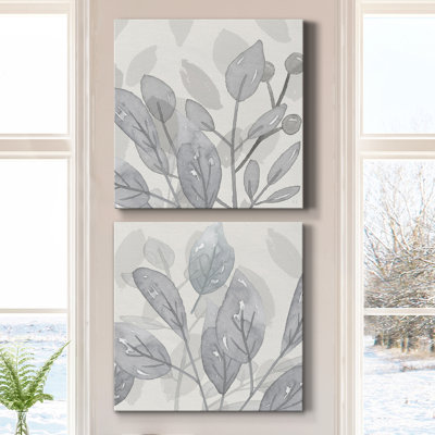 Shadow Leaves I - ensemble de 2 peintures sur toile tendue