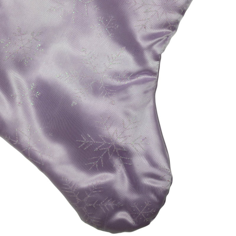 Purple and White Faux Fur Christmas Stocking with Glitter Snowflakes