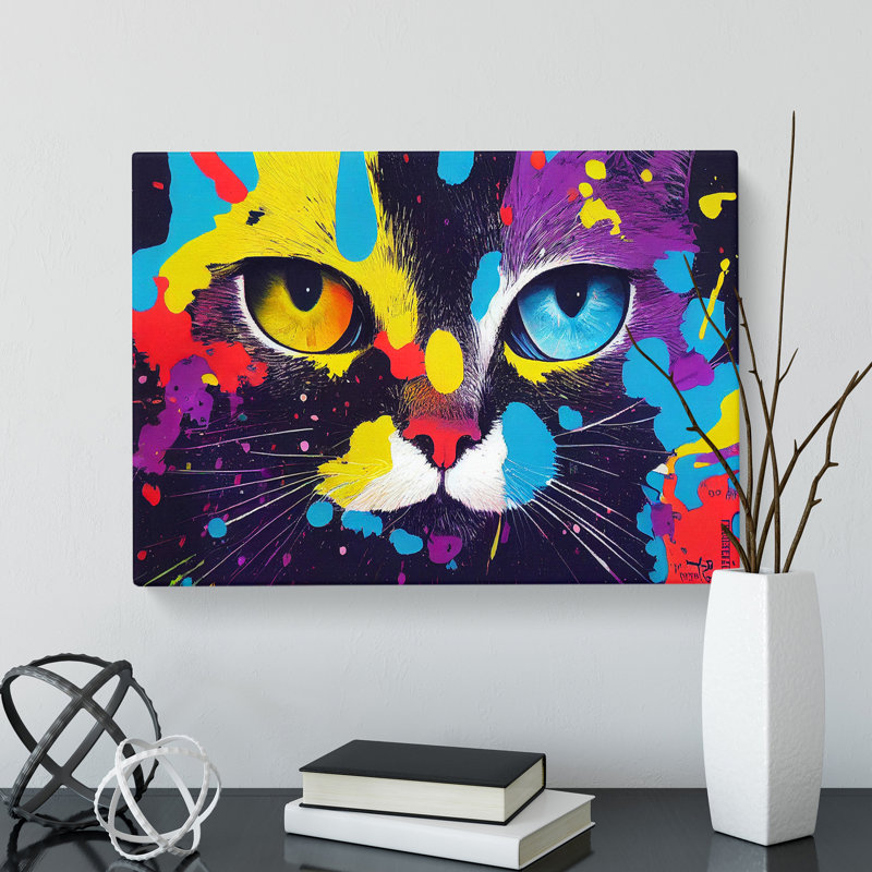 Cat Splash - Wrapped Canvas, 50cm H x 76cm W x 3cm D