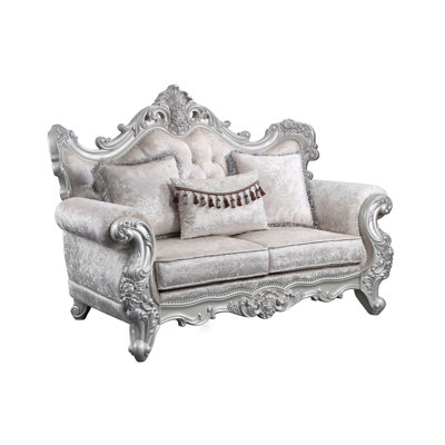 Melrose Traditional Loveseat Champagne With Silver Brush