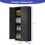 Armoire de rangement en métal 71 po H, armoire verrouillable en acier noir avec portes et 3 tablettes, armoires hautes-1407435549