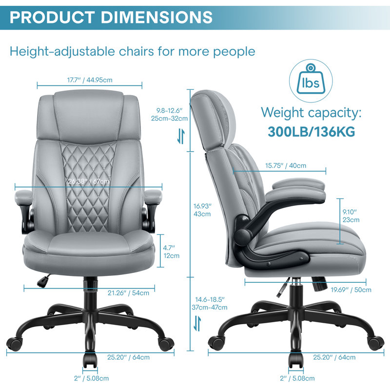 Fauteuil de direction avec appui-tête Meraris, Gris