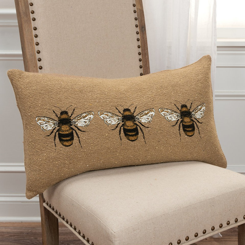 Recycled Cotton Prints Bee Rectangular Cotton Pillow Cover & Insert