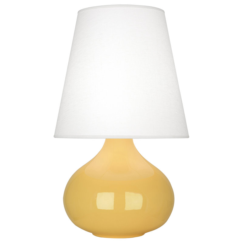 Small June Accent Lamp, Sunset Yellow, Oyster Linen